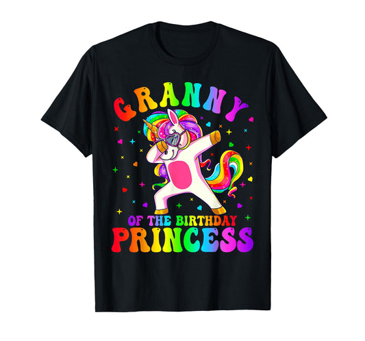 Granny of the Birthday Princess Girl Dabbing Unicorn Funny T-Shirt
