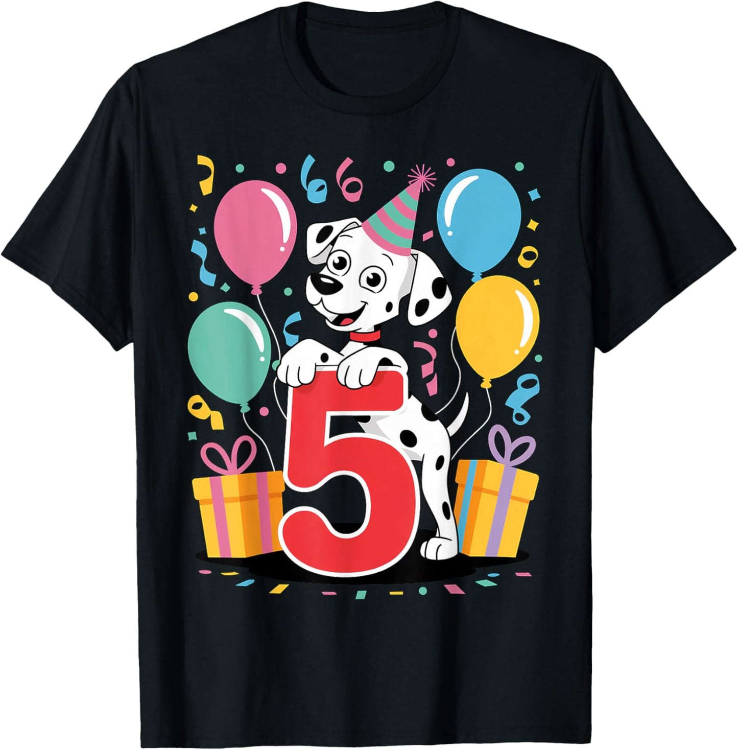 5th birthday boy girl 5 years old five Dalmatian T-Shirt