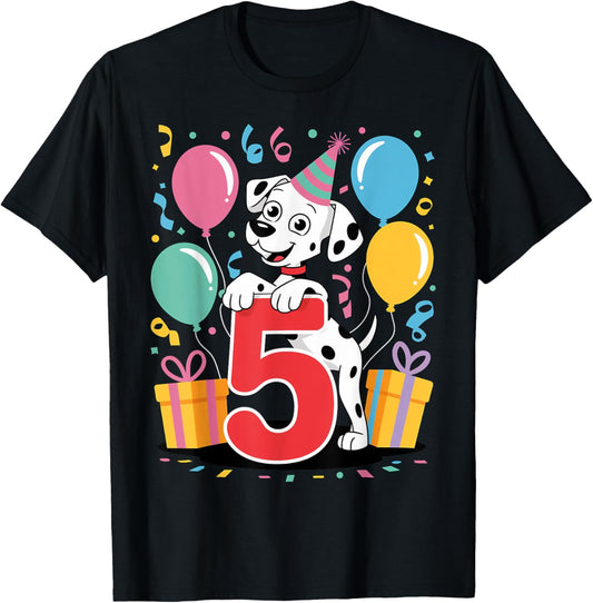 5th birthday boy girl 5 years old five Dalmatian T-Shirt