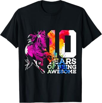 HORSE 10 YEARS OF BEING AWESOME RIDING 10TH BIRTHDAY T-Shirt