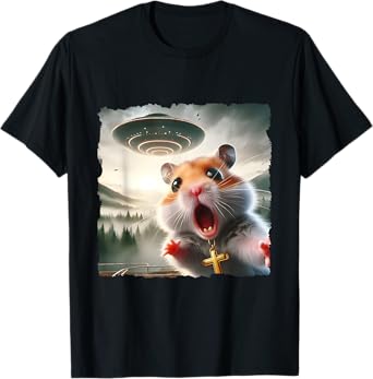 Funny Hamster Selfie With Alien Trip Meme Pet Cruise Design T-Shirt