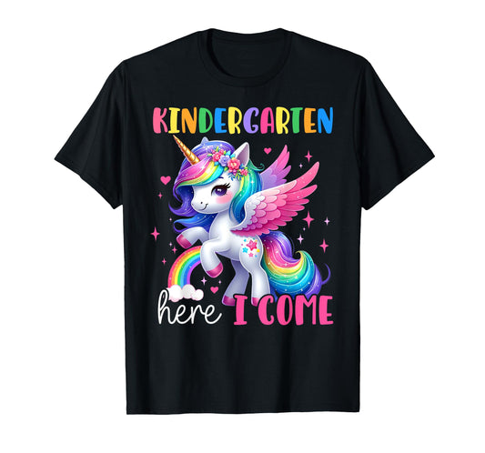 Kindergarten Here I Come Unicorn Girls Kids Back To School T-Shirt