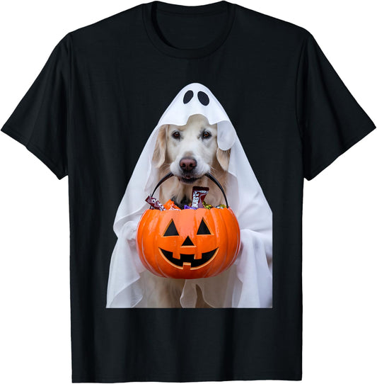 Halloween English Cream Golden Retriever Pumpkin Dog Mom Dad T-Shirt