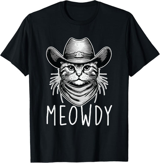 Meowdy Cat Cowboy Funny Meme Country Texas T-Shirt