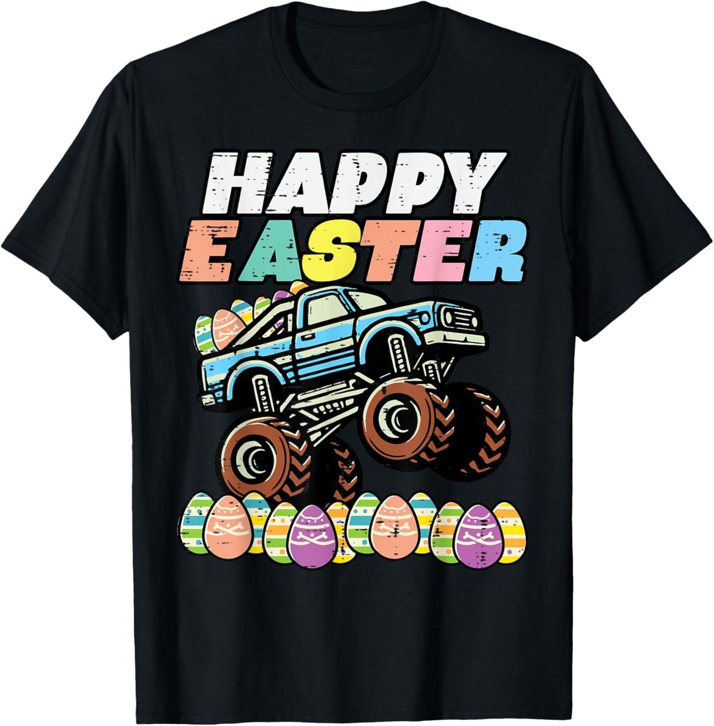 Happy Easter Monster Truck Funny Egg Hunt Toddler Boys Kids T-Shirt