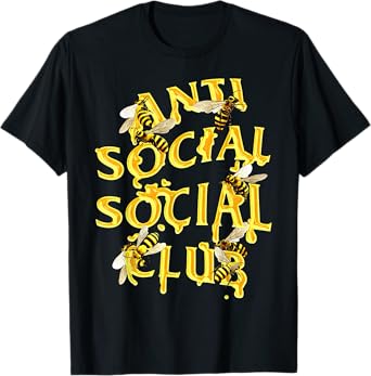 Retro Anti Social Club Bees Funny Introvert Women Men T-Shirt