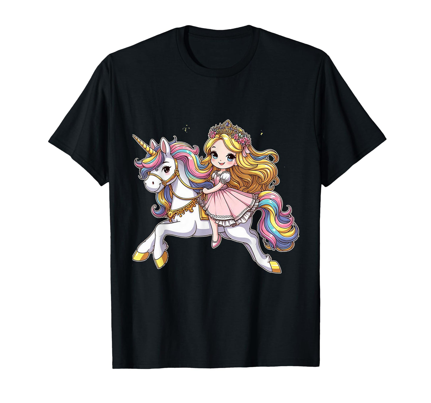 Princess Riding A Unicorn Boys Girls Men Women Kids Adults T-Shirt
