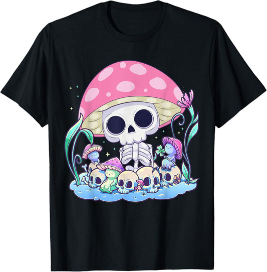 Skeleton Mushroom Shirt Pastel Goth Cottagecore Halloween T-Shirt