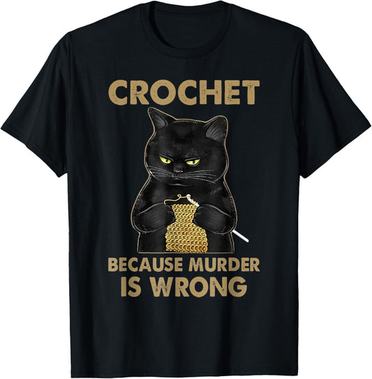 Crochet Black Cat Yarn T-Shirt