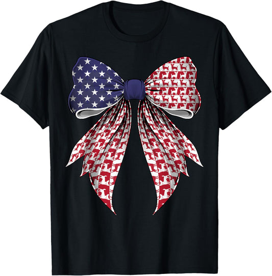 Chihuahua Dog 4th of July American Flag Patriotic Coquette T-Shirt