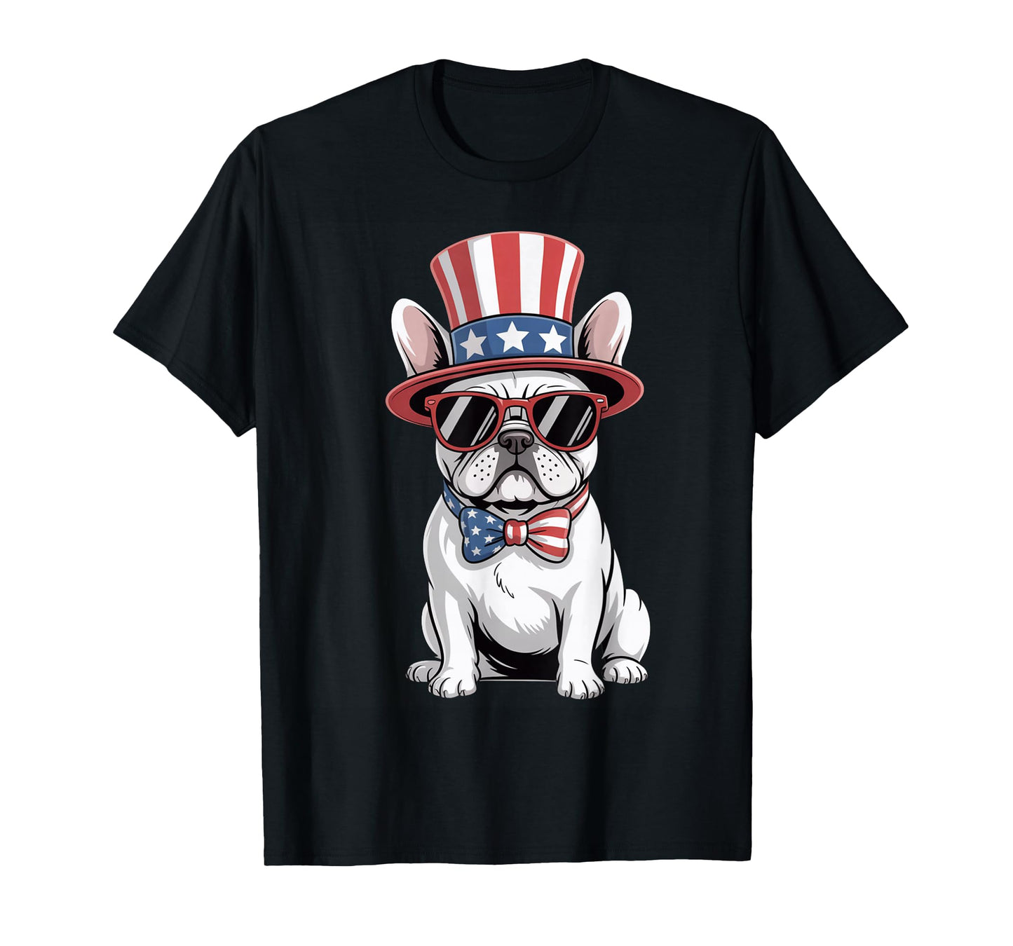 Patriotic Frenchie Dog USA Flag July 4th American Style T-Shirt