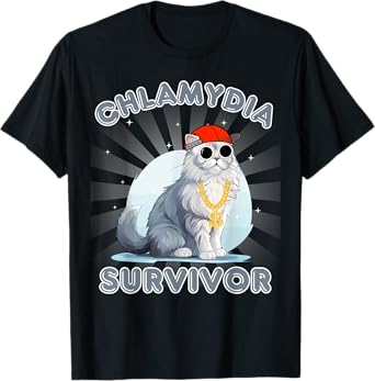 Men and Women Humor Cat Meme Chlamydia Survivor Funny Adult T-Shirt