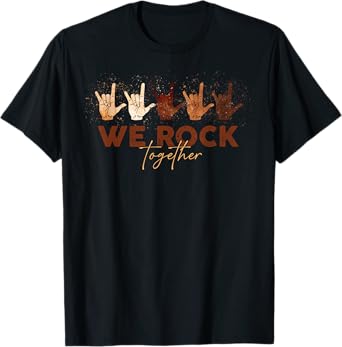 Retro We Rock Together Funny Hand Supporter Cancer Month T-Shirt