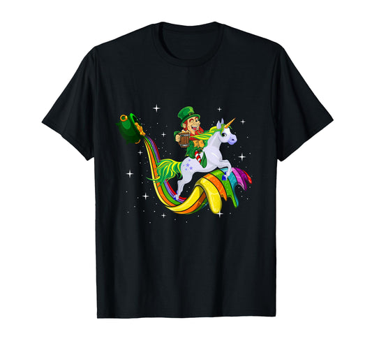 Unicorn St Patricks Day Men Women Lucky Leprechaun Rainbow T-Shirt