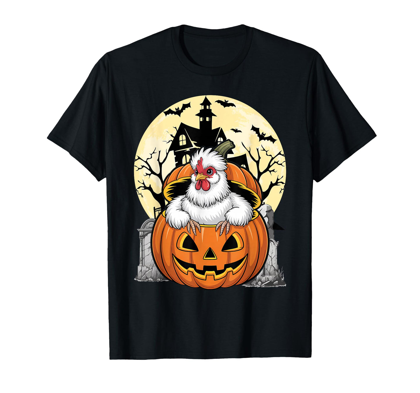 Silkie Chicken Happy Halloween Pumpkin Farm Animal Lover T-Shirt