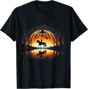 Halloween Horse Silhouette Pumpkin Costume Women Men T-Shirt