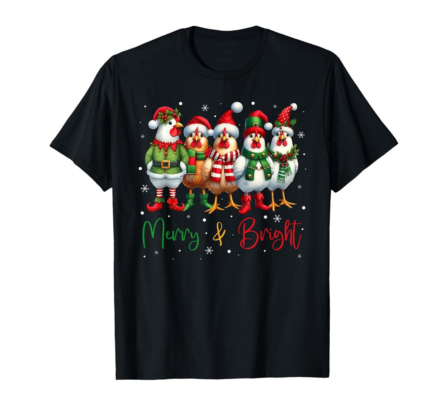 Funny Chicken Christmas Lights Farm Animal Cute Xmas Holiday T-Shirt