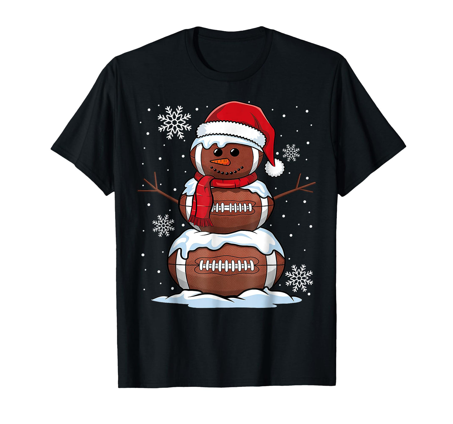 Merry Christmas Football Snowman Holiday Sports Xmas Pajamas T-Shirt