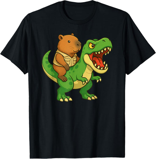 Funny Capybara Trex Dinosaur Zoo Animal Lover Boys Girls T-Shirt