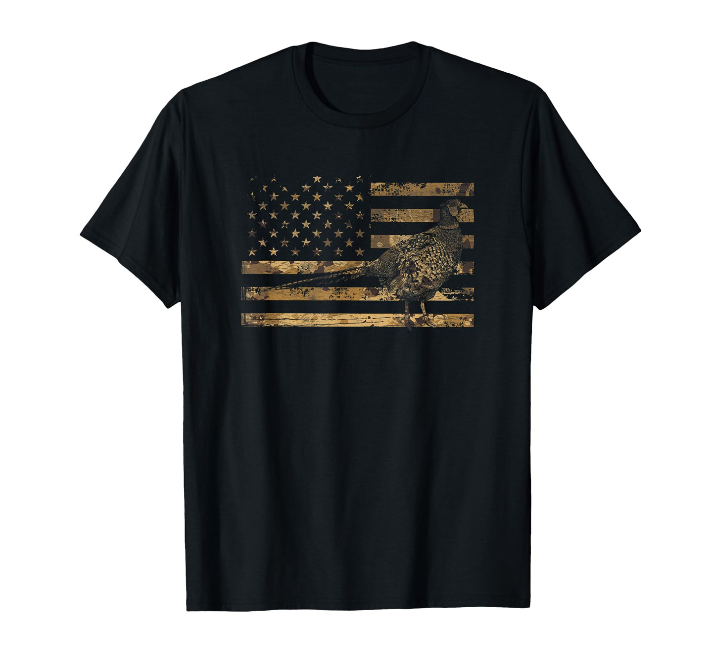 Pheasant Bird Hunter American Flag Camouflage Pheasant Hunt T-Shirt