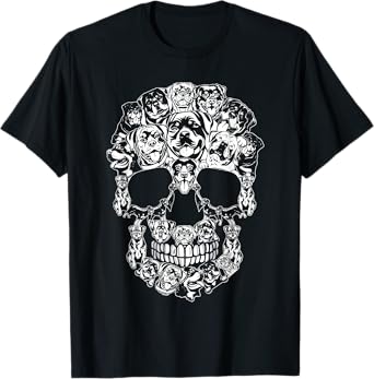 Matching Family Rottweiler Dog Skull Costume Halloween T-Shirt for Men Women Kids