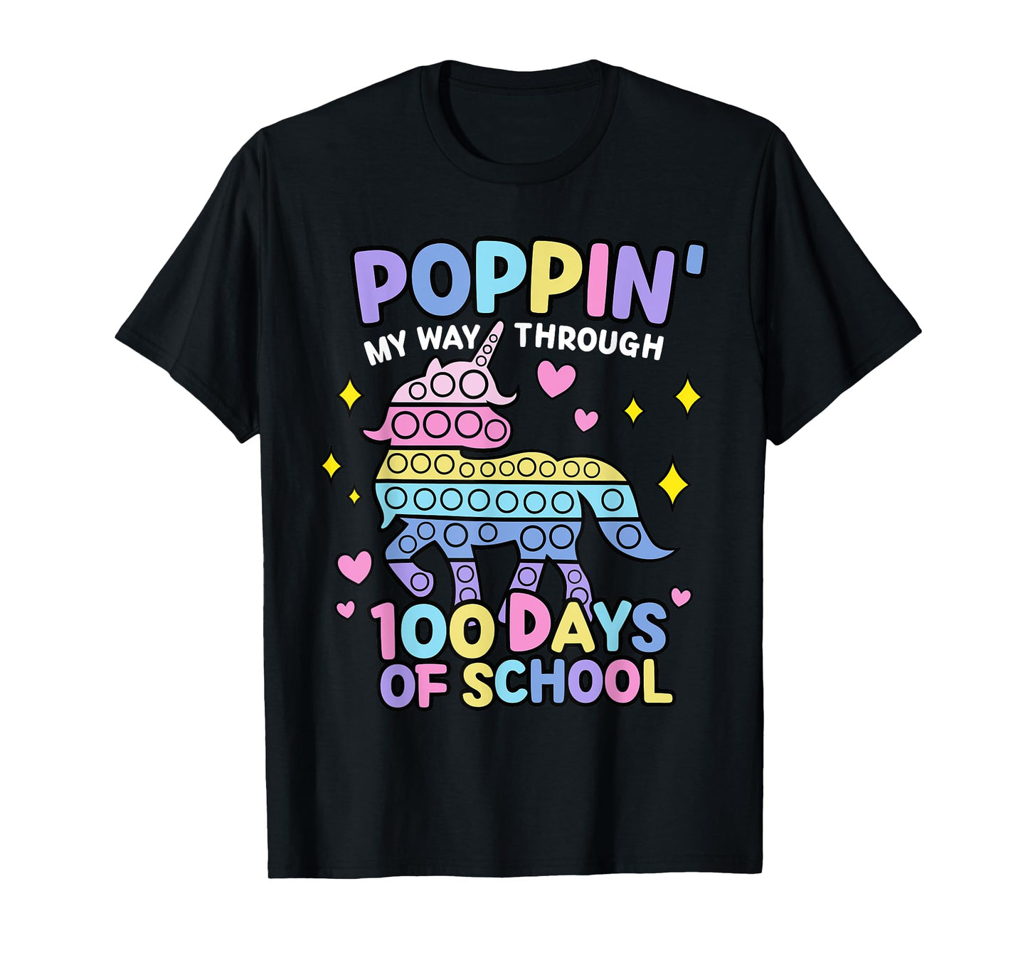 Poppin My Way Through 100 Days Of School Unicorn T-Shirt