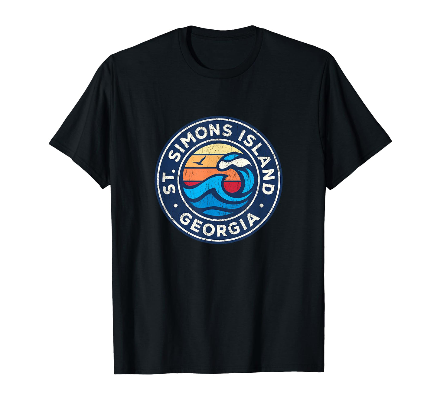 St. Simons Island Georgia GA Vintage Nautical Waves Design T-Shirt