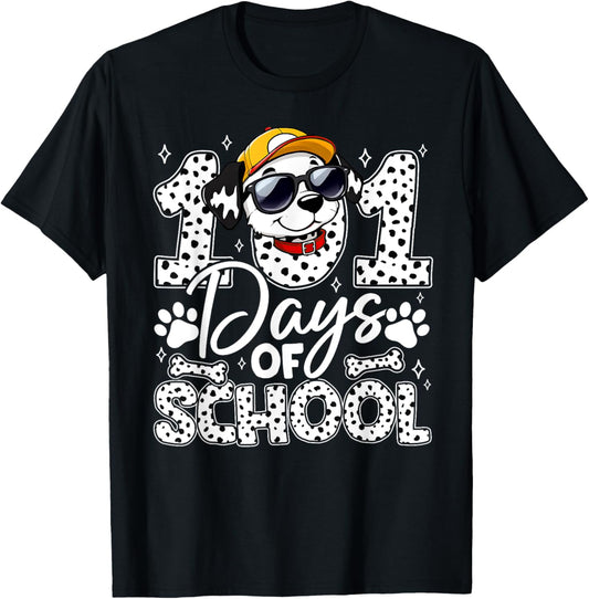 Happy 101 Days Of School Funny Cute Dog Student Teacher T-Shirt