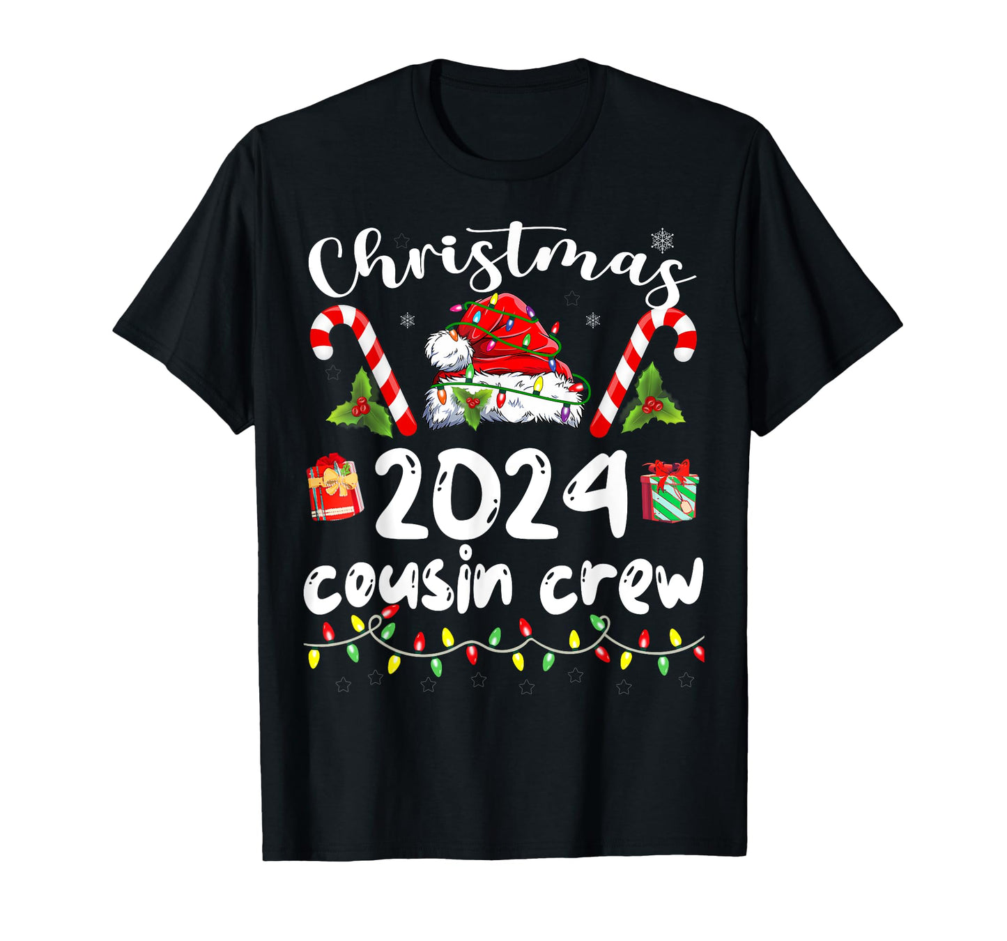 Christmas 2024 Cousin Crew Santa Hat Men Women Kids T-Shirt