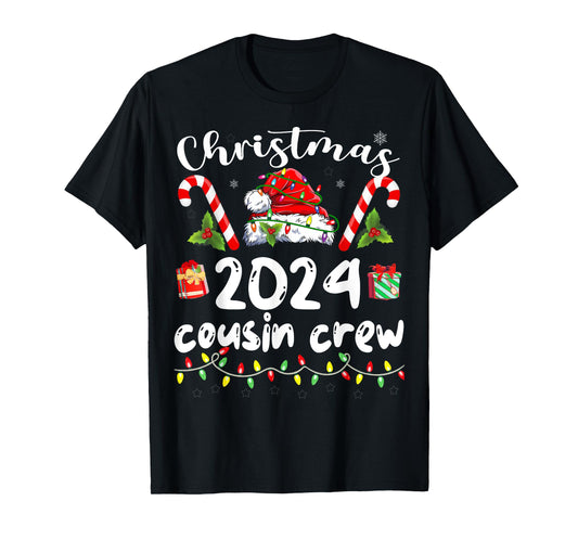 Christmas 2024 Cousin Crew Santa Hat Men Women Kids T-Shirt