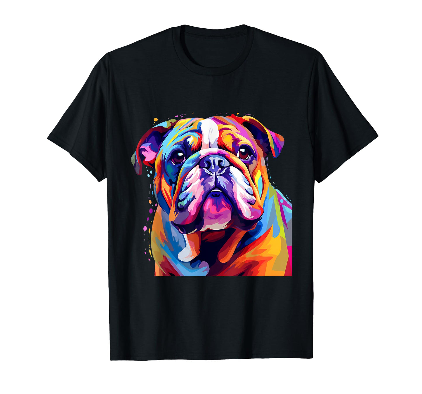 Cool Colorful Bulldog Portrait Graphic T-Shirt