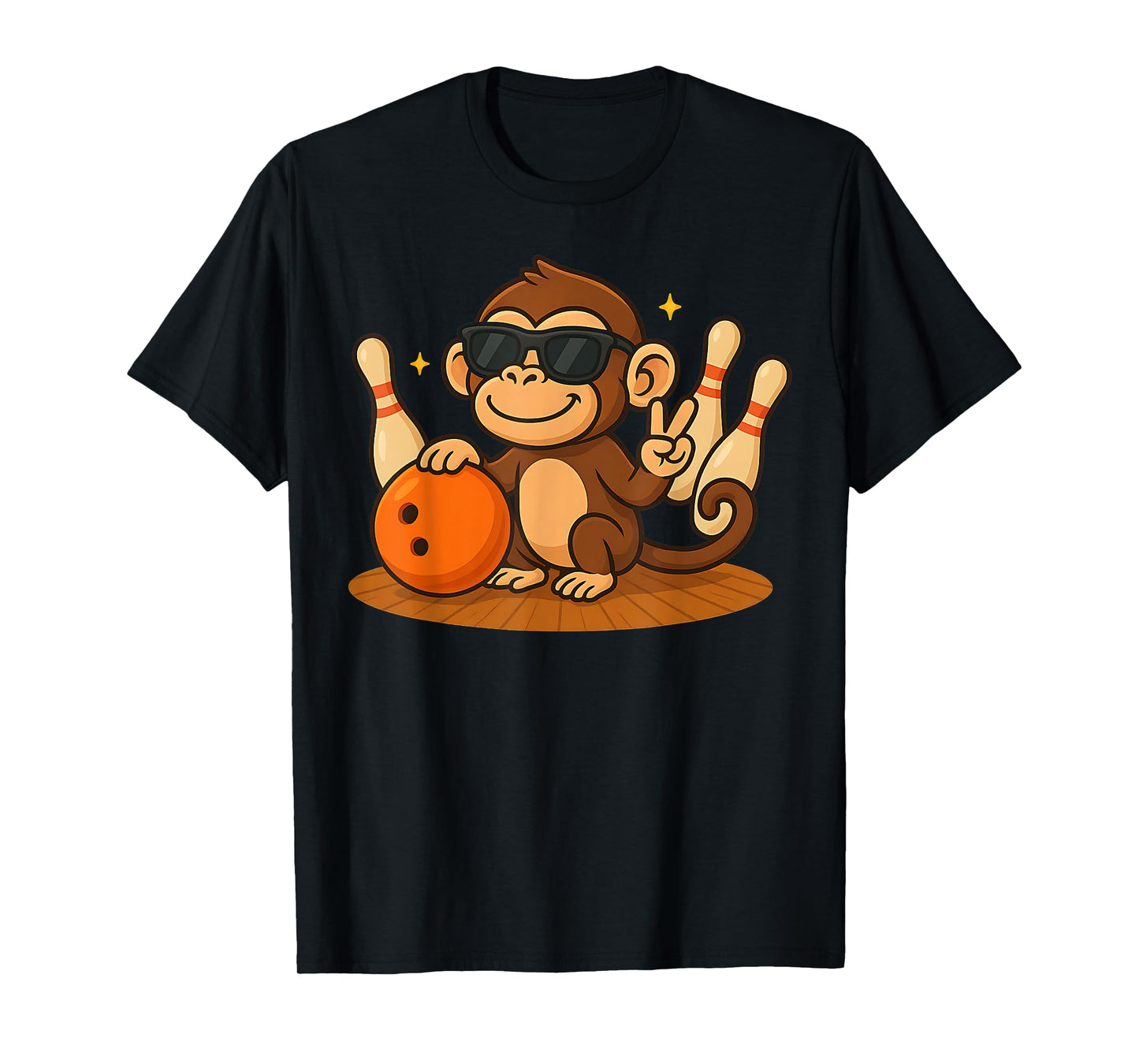 Cute Monkey With Sunglasses Monkey Playing Bowling lover T-Shirt