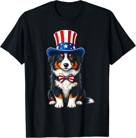USA Dog 4th of July Border Collie Dog Men Women Kids Funny T-Shirt