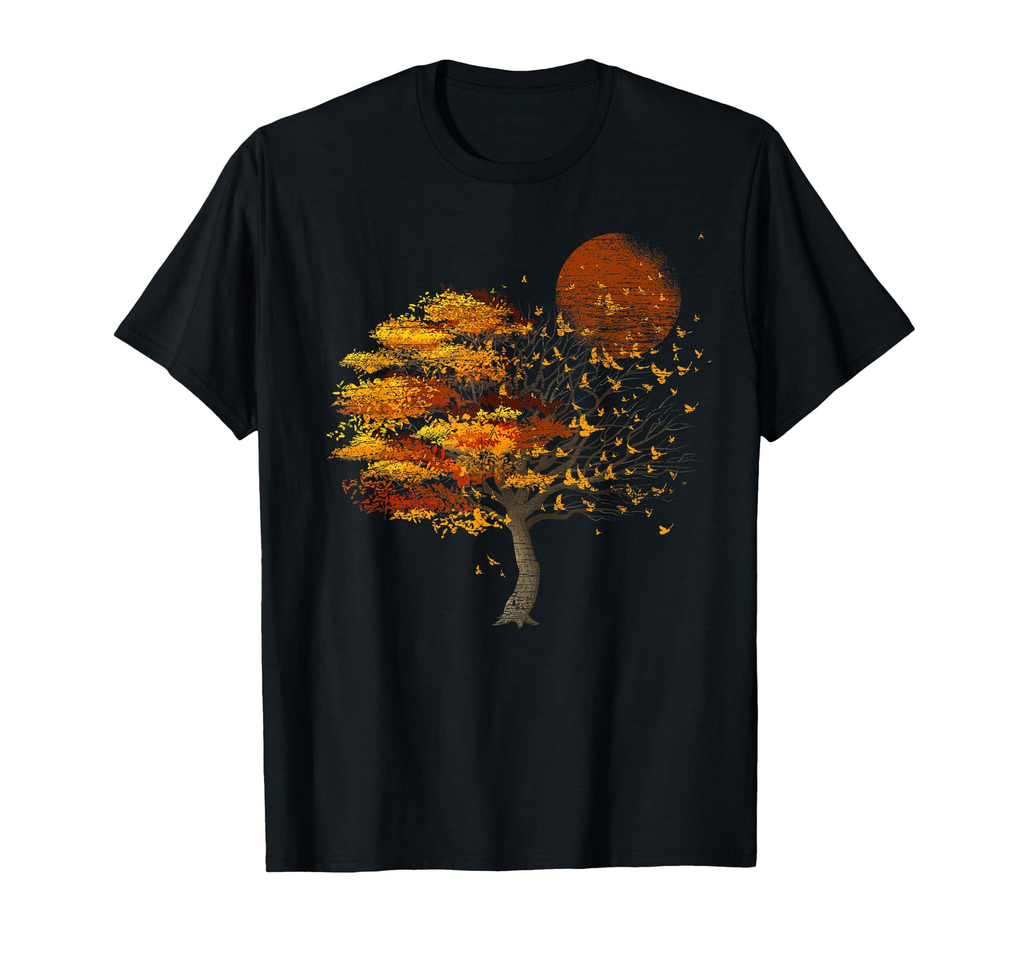 Full Moon Flock Of Birds Tree Outdoor Wildlife Nature Forest T-Shirt