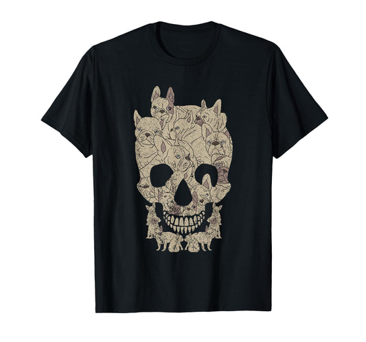 French Bulldog Skull Halloween Skeleton Frenchie Dog Men Women Kids T-Shirt