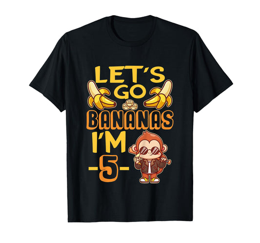 Kids Let's Go Bananas I'm 5 Zoo Jungle Safari 5th Birthday T-Shirt