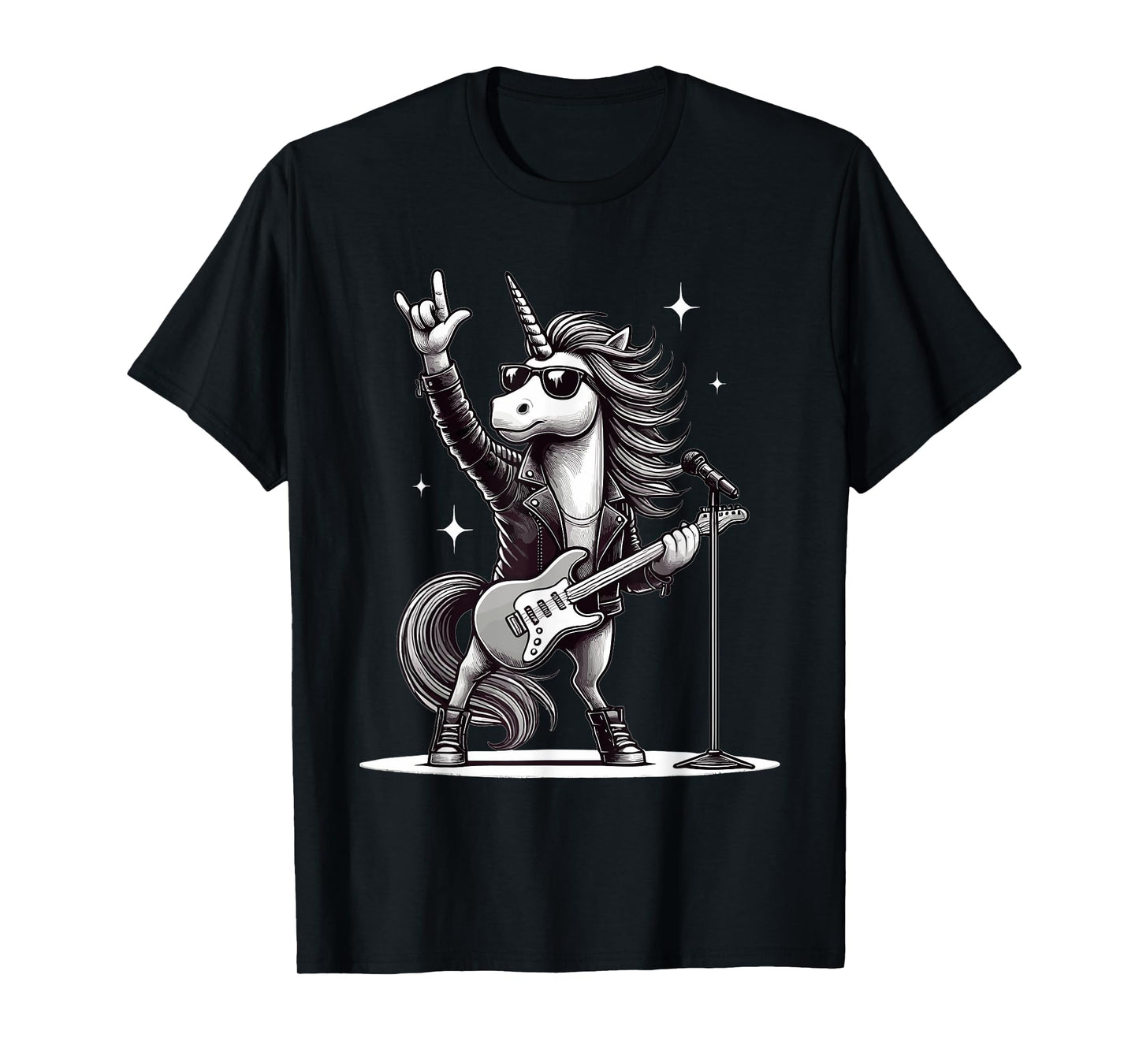 Rock Music & Heavy Metal, Rocker, Guitar, Unicorn, Rock Hand T-Shirt