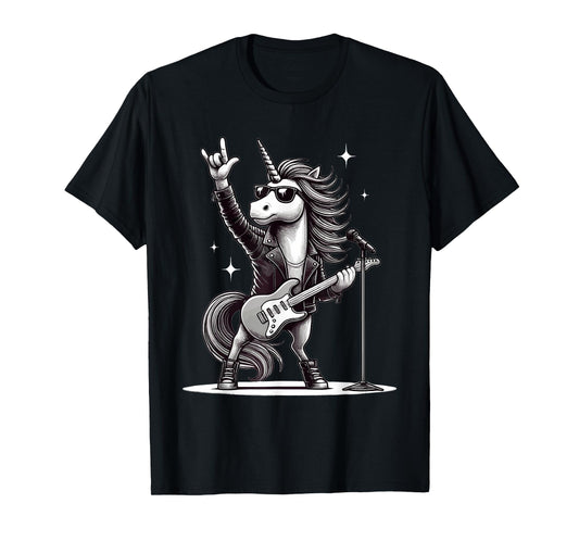 Rock Music & Heavy Metal, Rocker, Guitar, Unicorn, Rock Hand T-Shirt