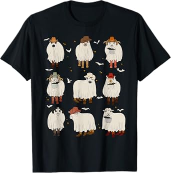 Vintage Sheep Ghost Farm Animals Farmer Halloween Costume T-Shirt