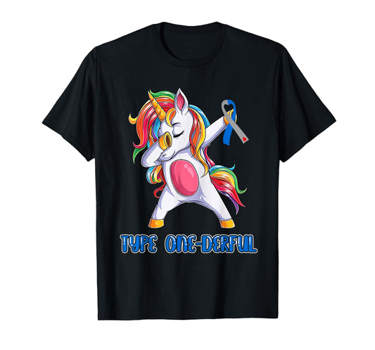 Type 1 Diabetes Awareness Ribbon T1D Unicorn Girls Boys T-Shirt