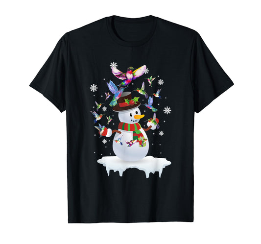 Hummingbirds Snowman Funny Christmas Animal Bird Lovers T-Shirt