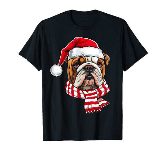 Santa English Bulldog Christmas Dog Lover Men Women Kids T-Shirt