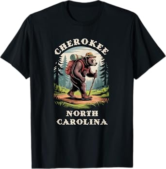 Cherokee, North Carolina NC Blue Ridge Hiking Bear T-Shirt
