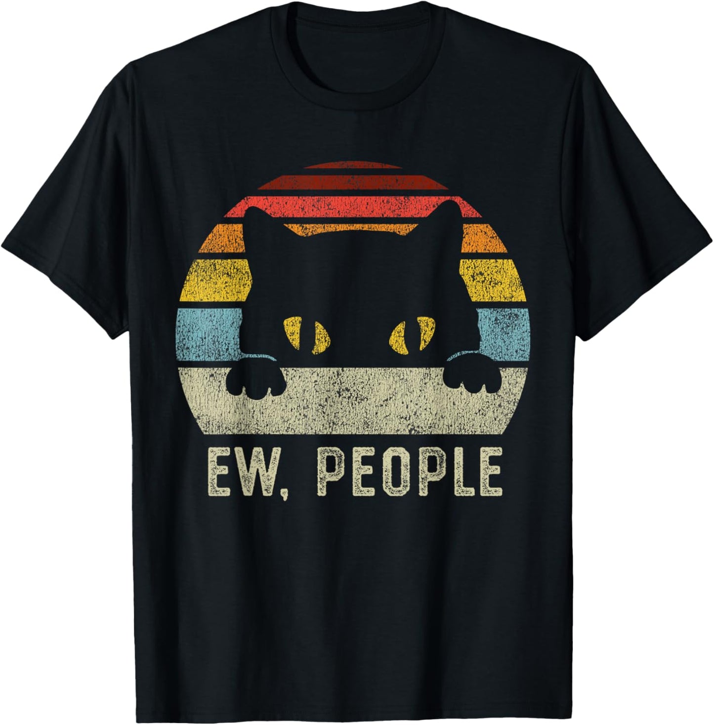 Ew People Retro Cat Funny Vintage Anti Social Introvert T-Shirt