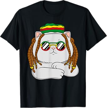 Rasta Cat Funny Kitten, Reggae Rastafarian Jamaican Pride T-Shirt