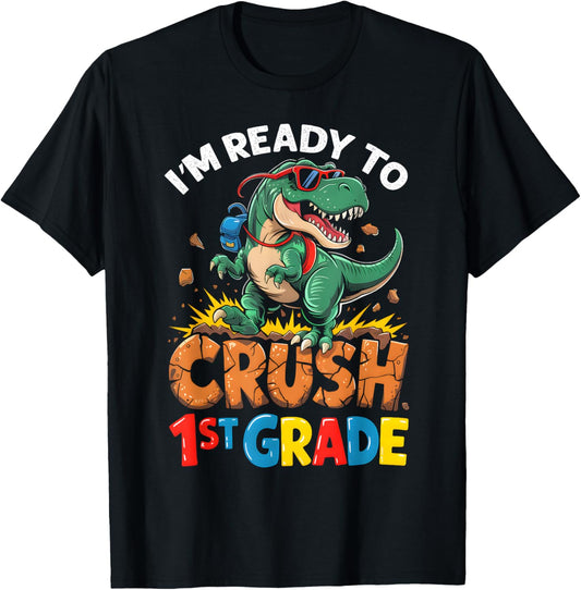 1st Grade Back To School Dinosaur First Grade For Boys Kids T-Shirt