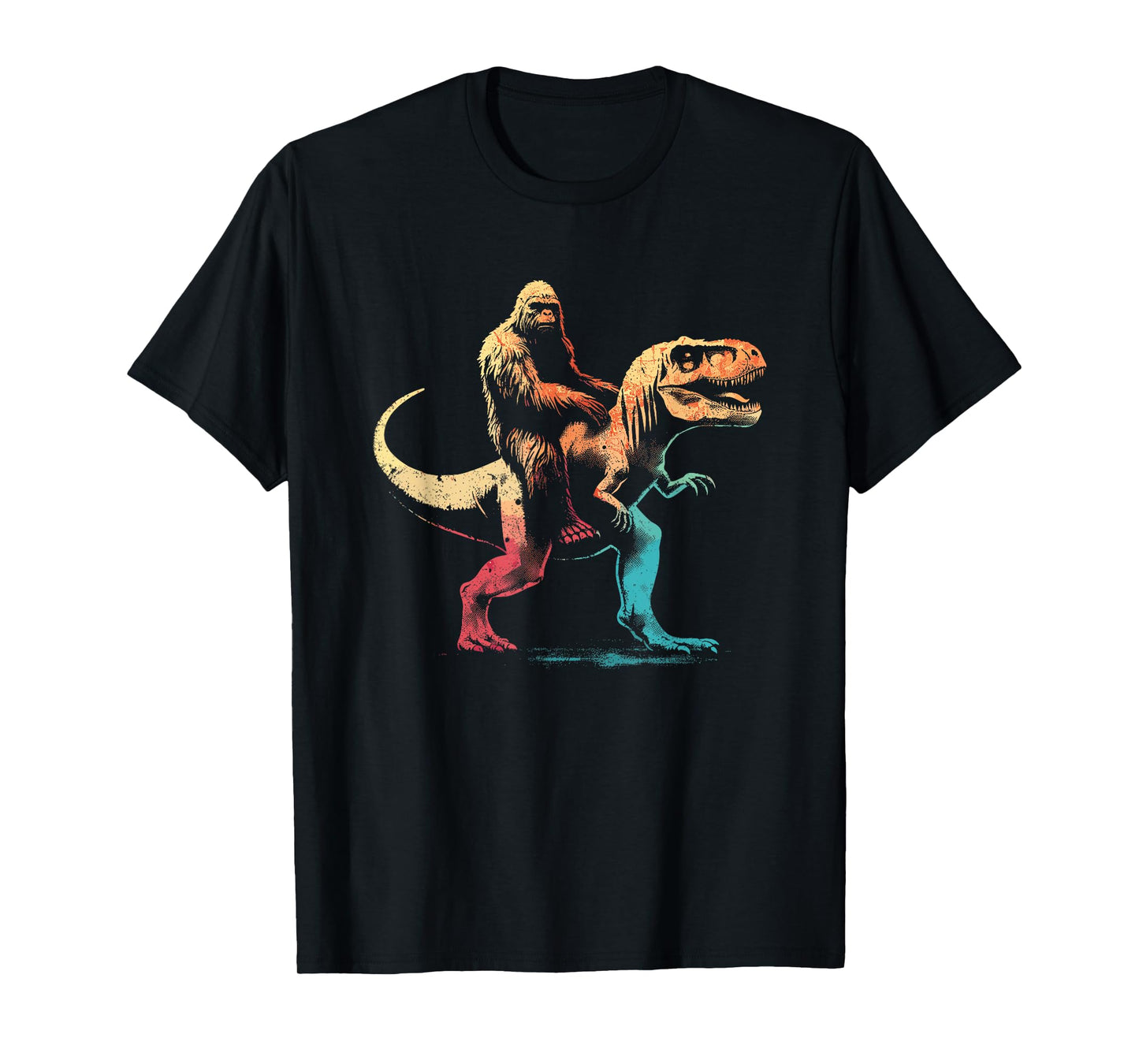 Bigfoot Riding A T-Rex - Funny Graphic Dino Sasquatch Lover T-Shirt