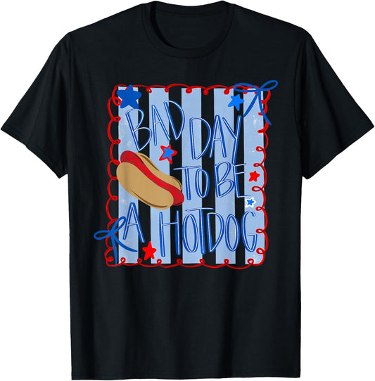 Bad Day To Be A Hotdog 4th Of July Coquette Bow T-Shirt