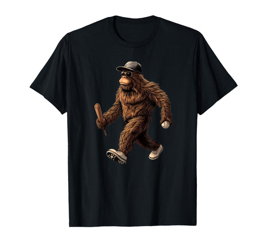 Funny Bigfoot Sasquatch for Men Women Coach Player Baseball T-Shirt