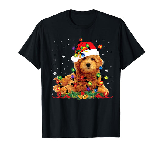 Goldendoodle Christmas Reindeer Lights Funny Dog Xmas Men Women Kids T-Shirt